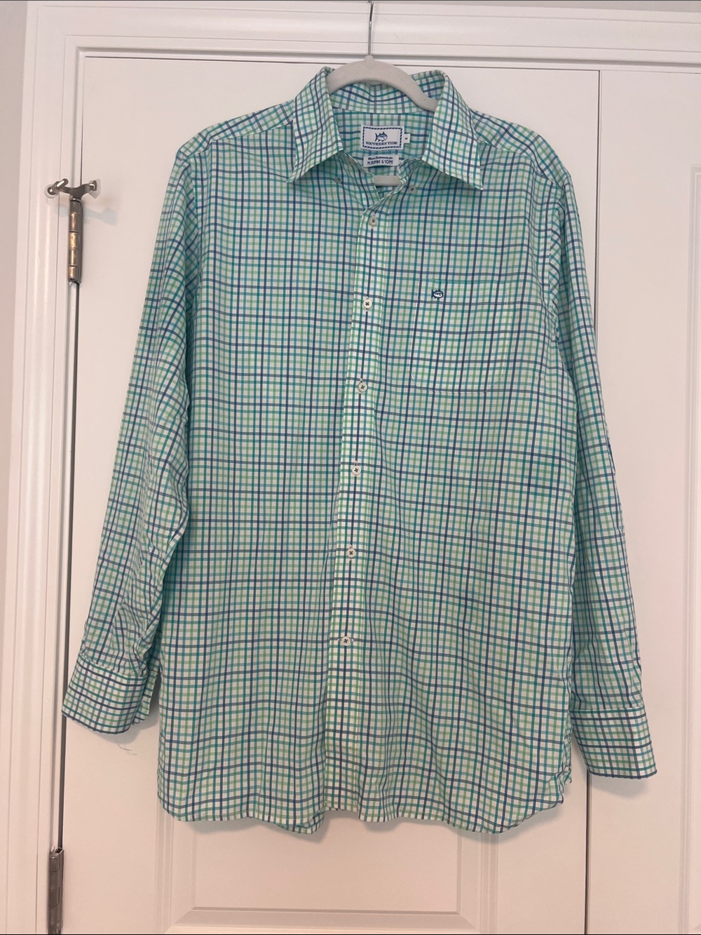 Vineyard Vines Green & Blue Check Cotton Button-Down Shirt